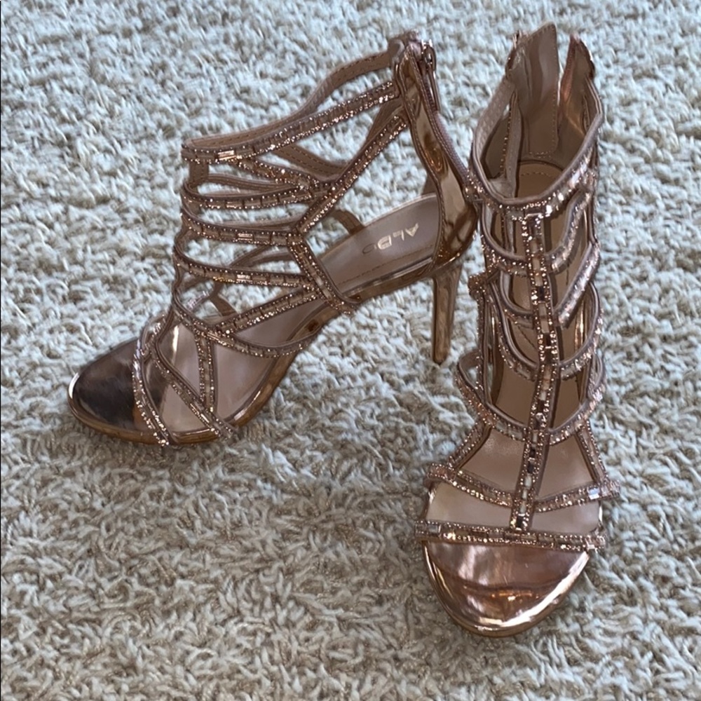 Aldo rose gold studded heels